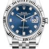 Replica horloge Rolex Datejust 44/1 (36mm) 126234 (Jubilee band) Blauwe wijzerplaat Diamonds (Automatic) Top kwaliteit!
