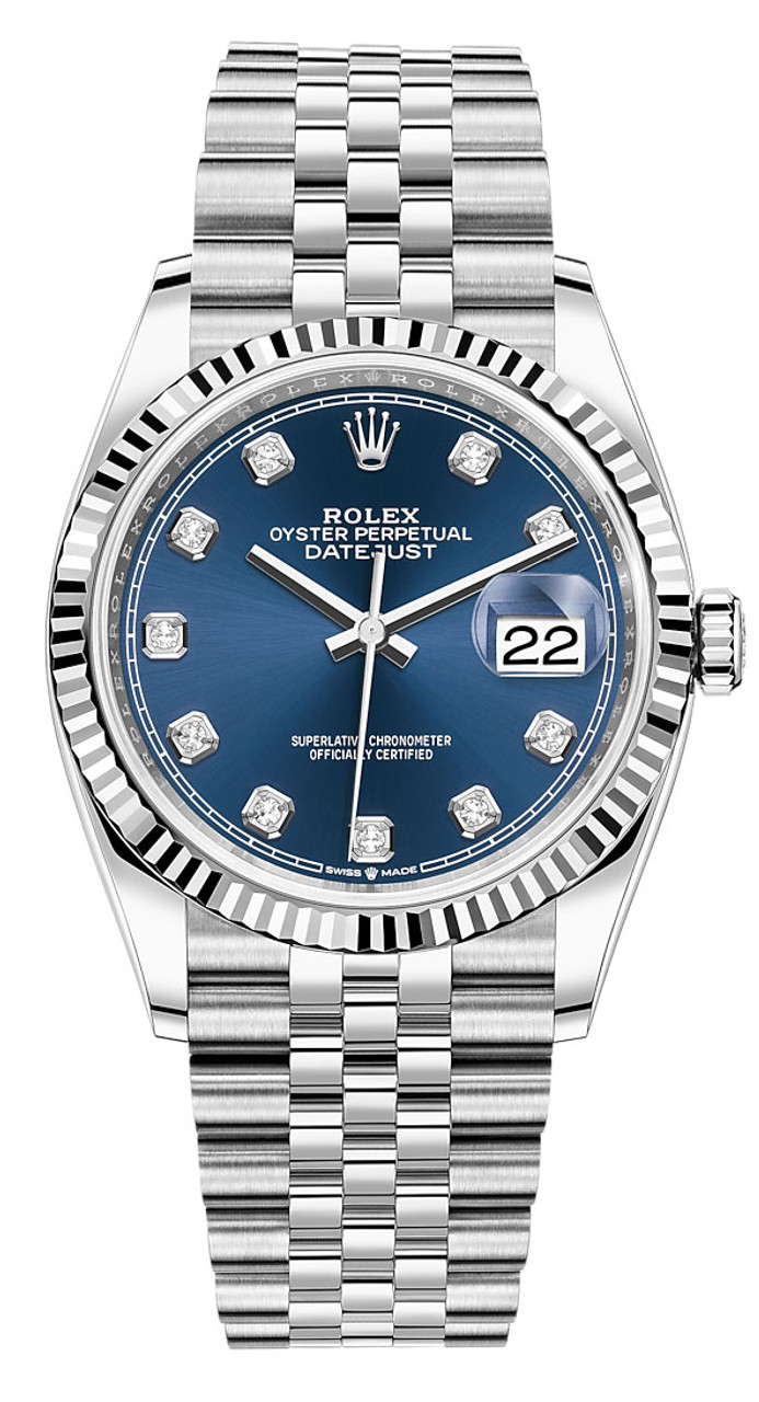 Replica horloge Rolex Datejust 44/1 (36mm) 126234 (Jubilee band) Blauwe wijzerplaat Diamonds (Automatic) Top kwaliteit!