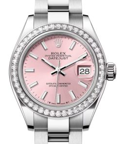 Replica horloge Rolex Datejust Dames 002/5 (28mm) 279384RBR Pink Dial and diamonds bezel Oyster band-Ladies-Automatic-Top kwaliteit!