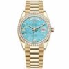 Replica horloge Rolex Day-Date 24 (40mm) 128348RBR Turquoise dial Diamond -President band - Yellow gold- Automatic