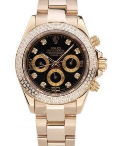 Replica horloge Rolex Daytona 33/1 (40mm) Rl167 cosmograph Black Dial- Diamonds Automatic- Bi-color-Top kwaliteit!