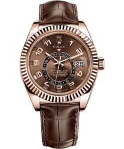 Replica horloge Rolex Sky-Dweller 09/2 -326135 (42mm) Rose Gold Chocolate Arabic numbers -Automatic-Top kwaliteit!